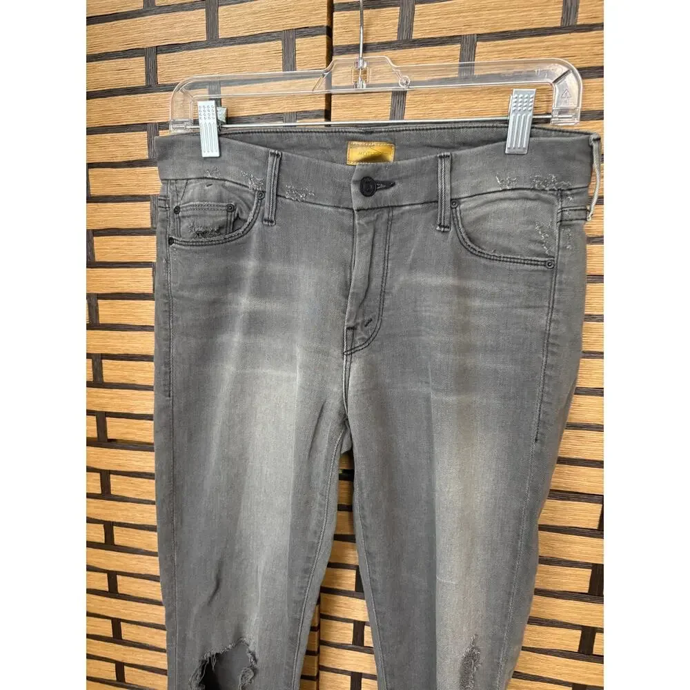 Mother Gray Looker Ankle Fray Jeans 27